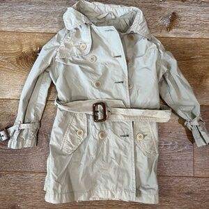 ASPESI Kids Trench Coat Jacket Size 2 Beige Made in Italy Double-Breasted Belted